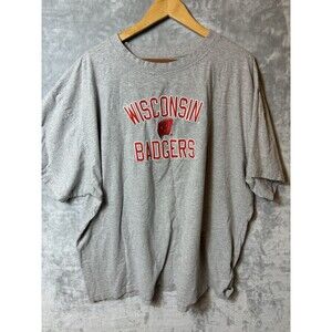Wisconsin Badgers Proedge Gray Tshirt Size 4XL Crew Neck Football Short Sleeve